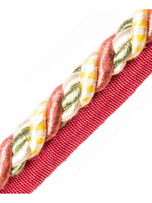 Scalamandre Safari Cord With Tape A Rose/Gold/Green Trim Sample PL44590411
