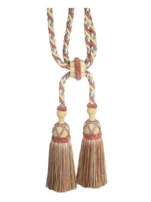 Scalamandre Safari Cut Fringe Tieback A Rose/Gold/Green Trim PL44770411