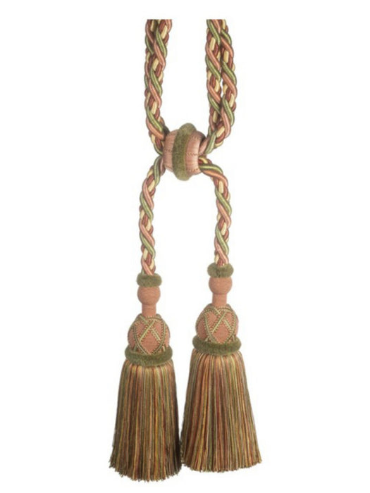 Scalamandre Safari Cut Fringe Tieback A Sage/Rose Trim Sample PL44770412