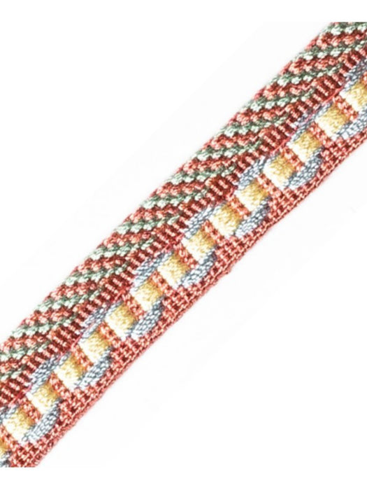 Scalamandre Safari Piping With Tape Rose/Blue Trim Sample PL44560413