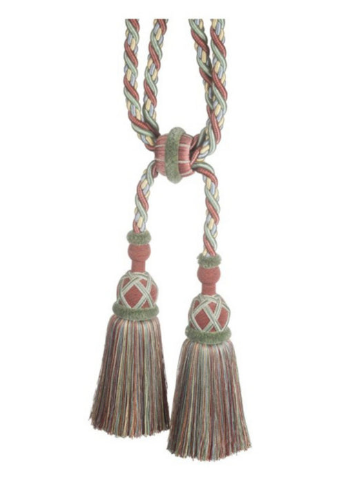 Scalamandre Safari Cut Fringe Tieback A Rose/Blue Trim Sample PL44770413
