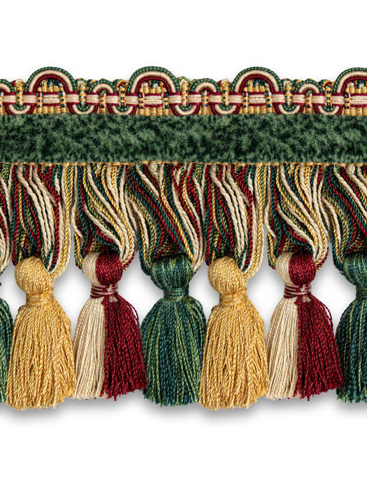 Scalamandre Safari Tassel Fringe Chenille Hunter/Bordeaux Trim Sample PL44240415