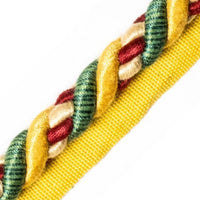 Scalamandre Safari Cord With Tape A Hunter/Bordeaux Trim PL44590415