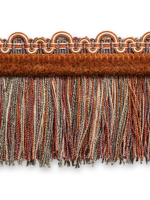 Scalamandre Safari Fringe With Chenille Slate/Clay Trim Sample PL44230416