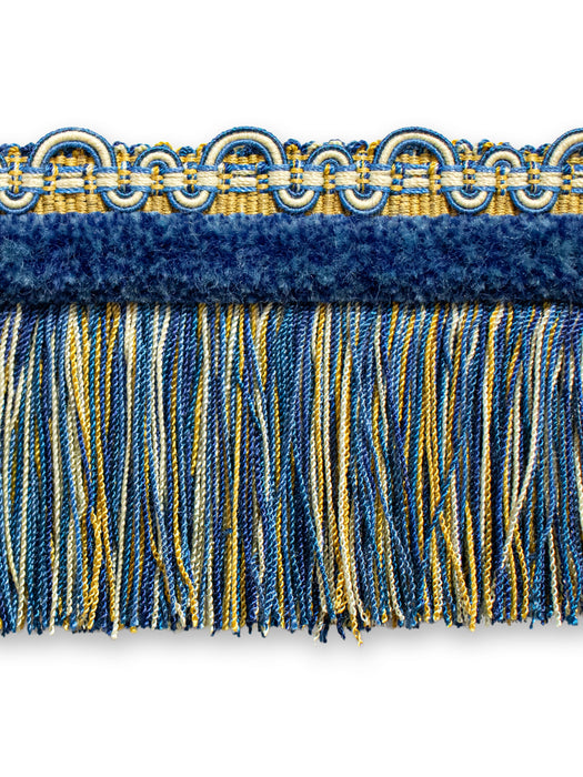 Scalamandre Safari Fringe With Chenille Royal Blue / Gold Trim Sample PL44230420