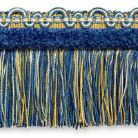 Scalamandre Safari Fringe With Chenille Royal Blue / Gold Trim PL44230420