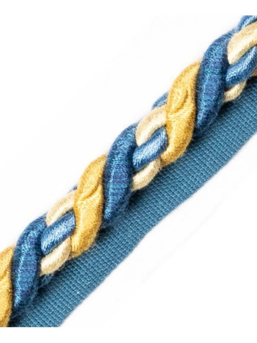 Scalamandre Safari Cord With Tape A Royal Blue / Gold Trim Sample PL44590420