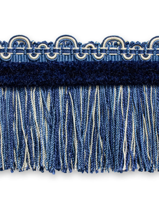 Scalamandre Safari Fringe With Chenille Sapphire Trim Sample PL44230422