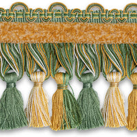 Scalamandre Safari Tassel Fringe Chenille Seafoam/Gold Trim PL44240424