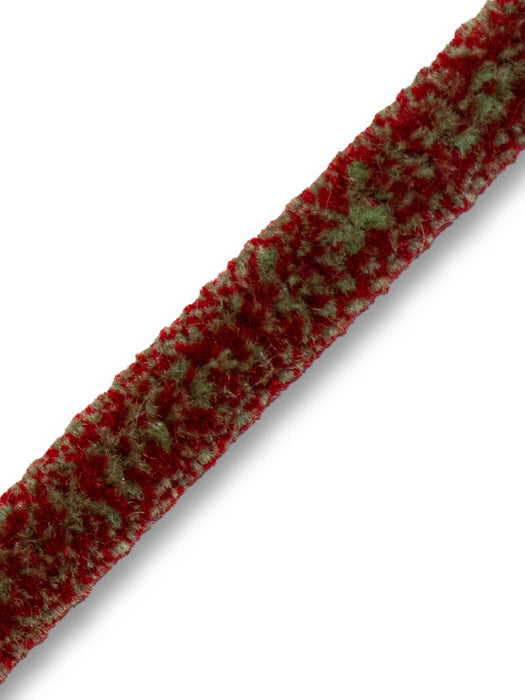 Scalamandre Safari Tweeded Chenille A Sage/Red Trim Sample PL44490456