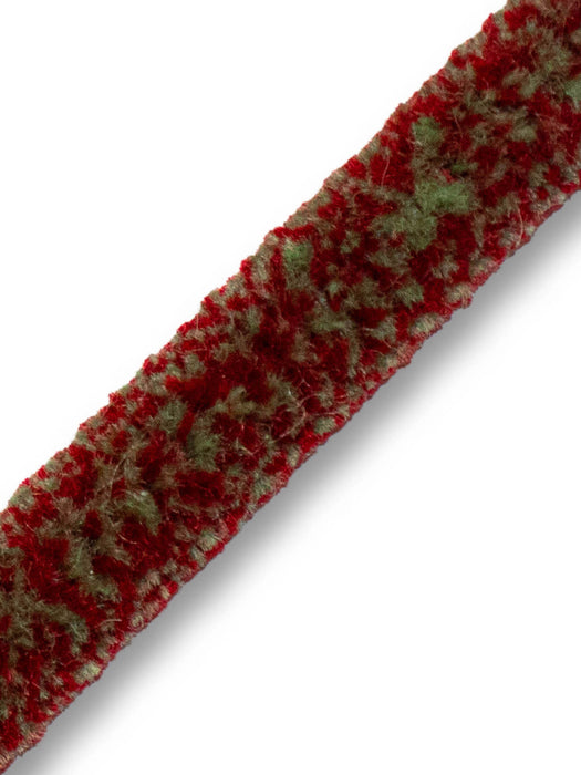 Scalamandre Safari Tweeded Chenille B Sage/Red Trim Sample PL44500456