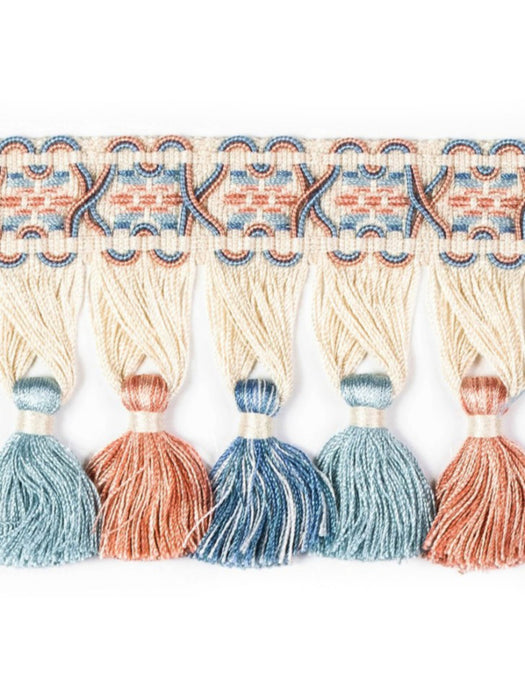 Scalamandre Milady Tassel Fringe Summer Sky/Cream Trim Sample PL50440503