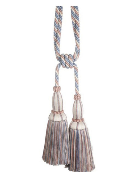 Scalamandre Milady Cut Fringe Tieback Summer Sky/Cream Trim Sample PL50770503