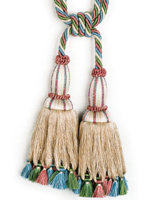 Scalamandre Milady Tassel Fringe Tieback Spectrum/Cream Trim Sample PL50790504