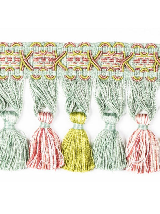 Scalamandre Milady Tassel Fringe Seafoam/Rose/Chartreuse Trim PL50440519