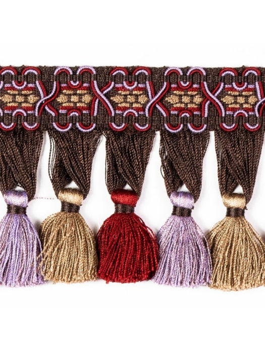 Scalamandre Milady Tassel Fringe Oak/Lilac Trim Sample PL50440524