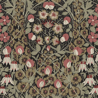 Seabrook Designs Tulip Garden Prepasted Ebony & Red Clay Wallpaper PR10406