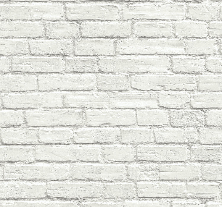 Seabrook Designs Industrial Faux Brick Prepasted Off-white Wallpaper PR10800