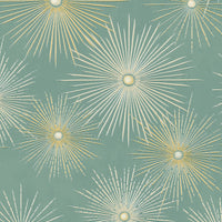 Seabrook Designs Starburst Geo Prepasted Teal & Gold Wallpaper PR11004