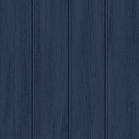 Seabrook Designs Faux Wood Panel Prepasted Naval Blue Wallpaper PR11602