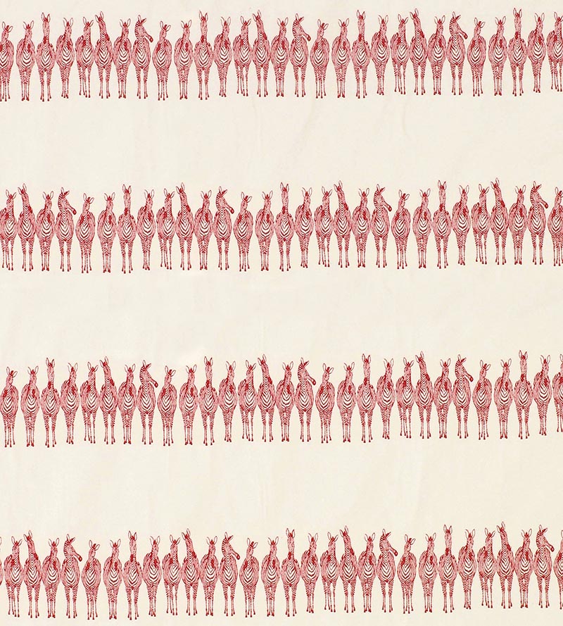 Old World Weavers Zebras On Parade Red Fabric PZ86910002