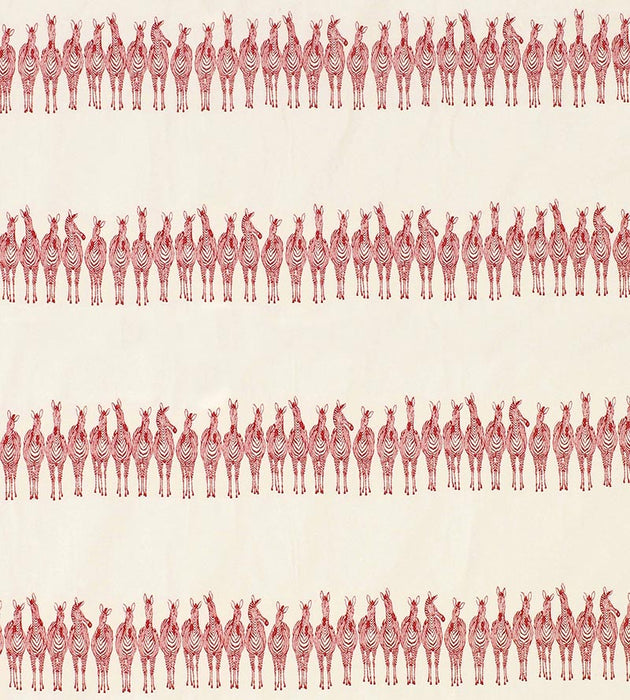 Old World Weavers Zebras On Parade Red Fabric PZ86910002