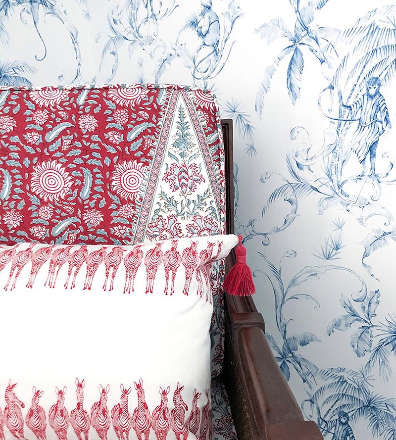 Old World Weavers Zebras On Parade Red Fabric PZ86910002