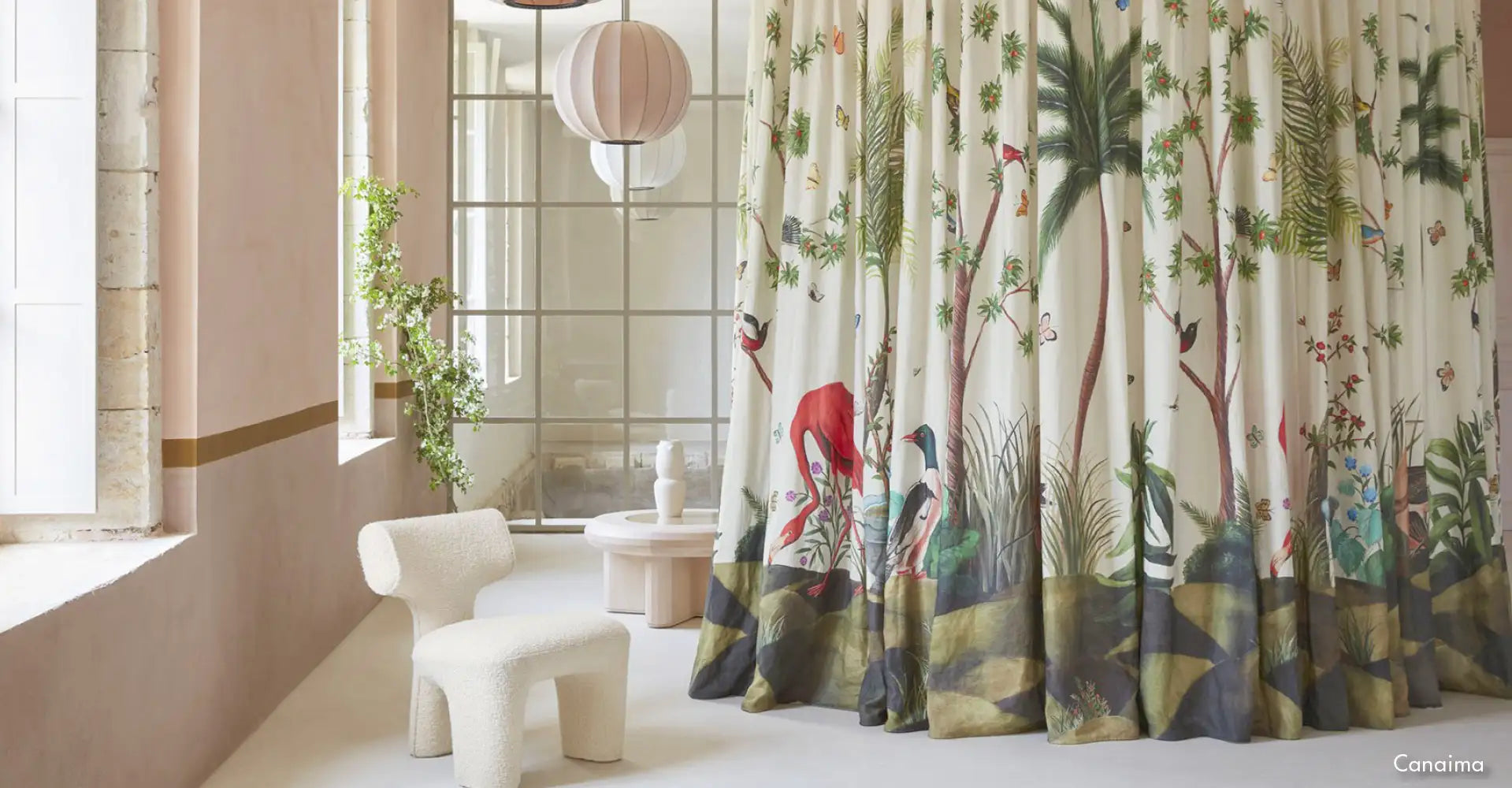 Pierre Frey Floral and Bird Printed Fabric