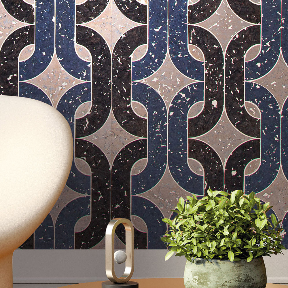 Maya Romanoff Porto Elo Brut Black Wallpaper Sample MR-PE-1109