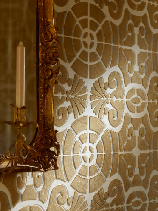 Pierre Frey L'allee du roi flock Travertin Wallpaper Sample FP271001