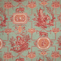 Braquenie Les Muses Et Le Lion Rouge Celadon Fabric B1826005