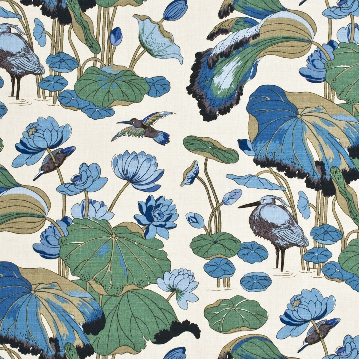 GP & J Baker Nympheus - Linen Aqua/Teal Fabric R1206.8.0
