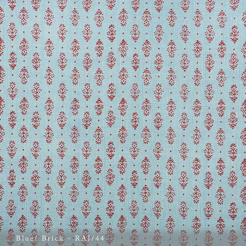 Lisa Fine Rajkot Blue/Brick Fabric Sample RAJ-44