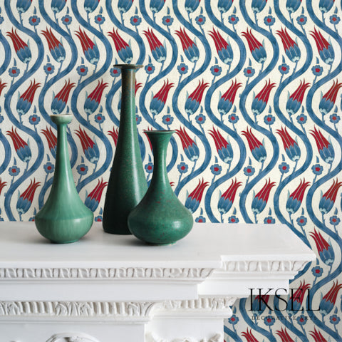 Schumacher Iznik Lale Original Wallpaper Sample RW109CS01-255
