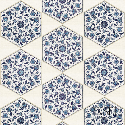 Schumacher Iznik Hexagonal Tiles Original Wallpaper Sample RW113CS01-255