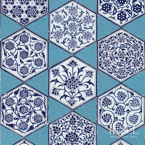 Schumacher Iznik Star Tiles Original Wallpaper Sample RW114CS01-255