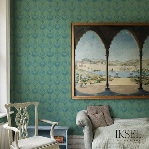 Schumacher Tulip & Crescent Original Wallpaper Sample RW201CS01-255