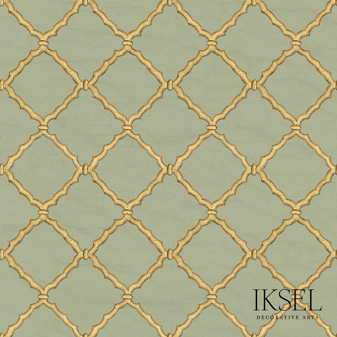 Schumacher Jali Tri Sage Green Wallpaper Sample RW323CS69-255