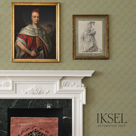 Schumacher Jali Tri Sage Green Wallpaper Sample RW323CS69-255