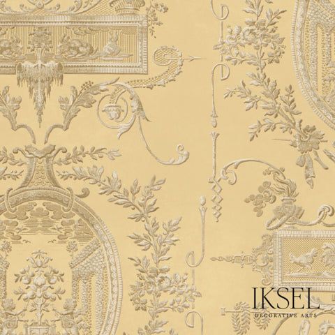 Schumacher Louis Xvi Medallions Gold Wallpaper Sample RW407CR71-255
