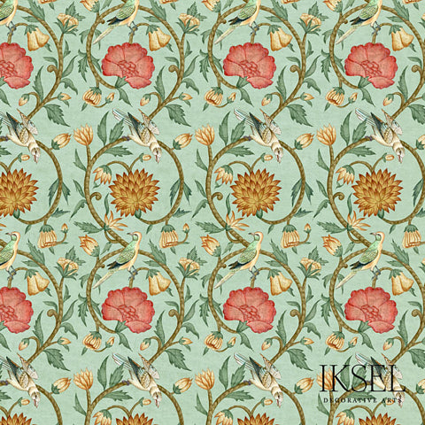 Schumacher Shiraz Tea Green Wallpaper Sample RW535CR23-255