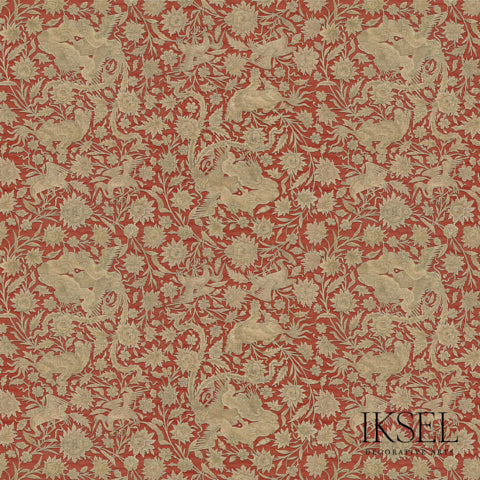 Schumacher Bukhara Vermilion-Bronze Wallpaper Sample RW540CR46-255