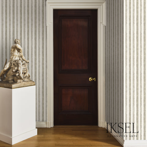 Schumacher Kubilai's Stripe Beige Wallpaper Sample RW713CS41-255