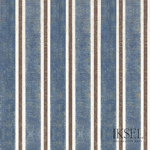 Schumacher Kubilai's Stripe Blue Wallpaper Sample RW713CS43-255