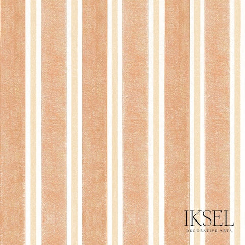 Schumacher Kubilai's Stripe Terracotta Wallpaper Sample RW713CS76-255