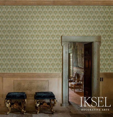 Schumacher Nasrid Lions Sage Wallpaper Sample RW916CR60-255