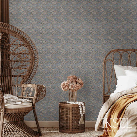 Schumacher Saz Leaves Nattier Wallpaper Sample RW917CR51-255