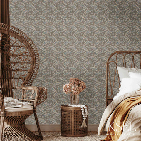 Schumacher Saz Leaves Tawny Wallpaper Sample RW917CR56-255