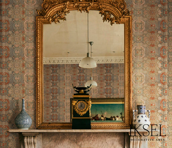 Schumacher Japanese Medallions Autumn Wallpaper Sample RW930CR62-255