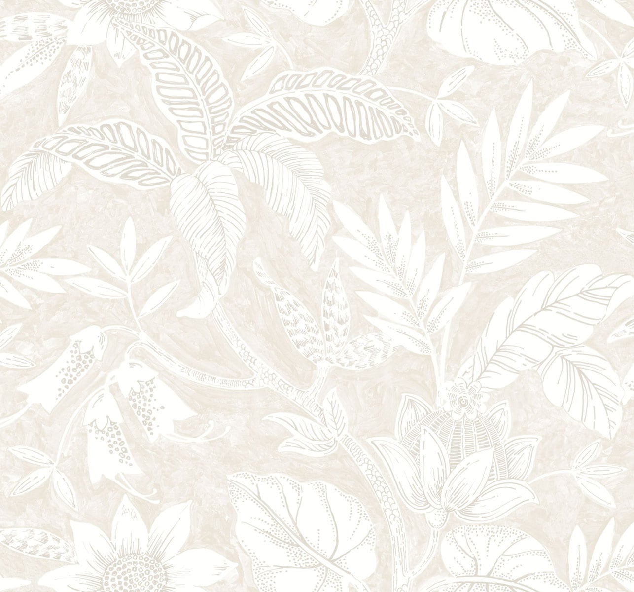 Seabrook Designs Rainforest Leaves Sand Dune And Brushed Taupe Wallpaper Sample RY30210